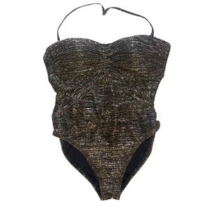 La Blanca 6 halter or strapless bandeau silver, gold, black one piece swimsuit